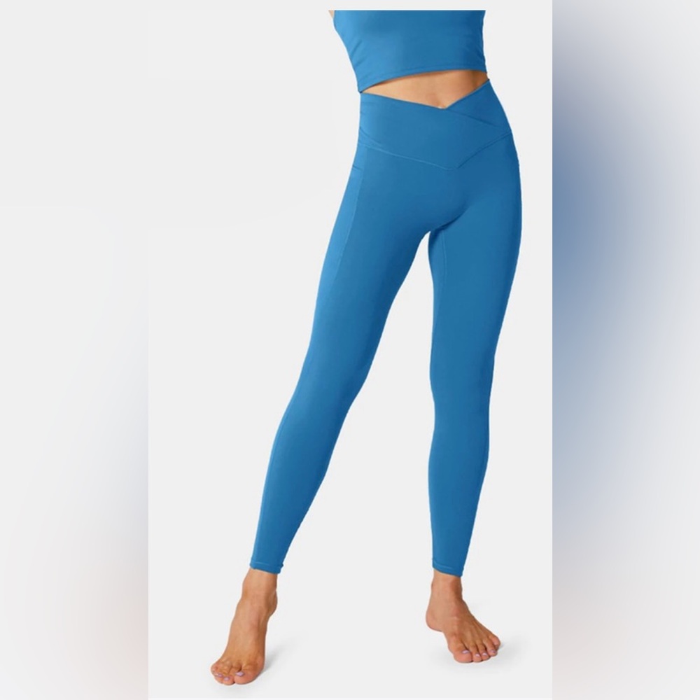 Halara Cloudful Crossover Pocket Plain Leggings Full Length Small Pacific Coast